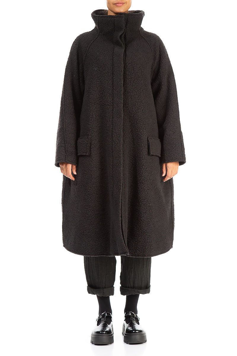 Oversized Dark Chocolate Plush Wool Cotton Coat 1