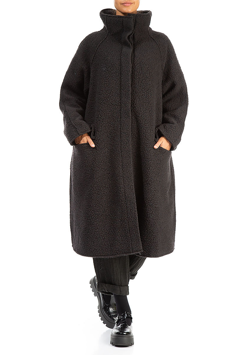 Oversized Dark Chocolate Plush Wool Cotton Coat 4