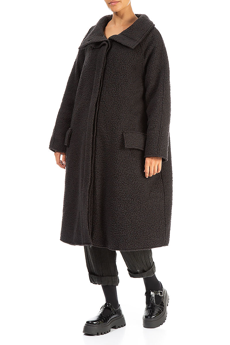 Oversized Dark Chocolate Plush Wool Cotton Coat 3