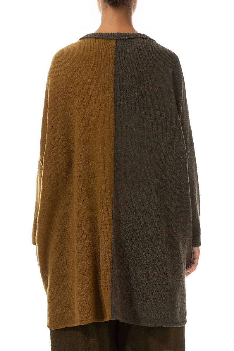 Oversized Dual Khaki Honey Wool Sweater