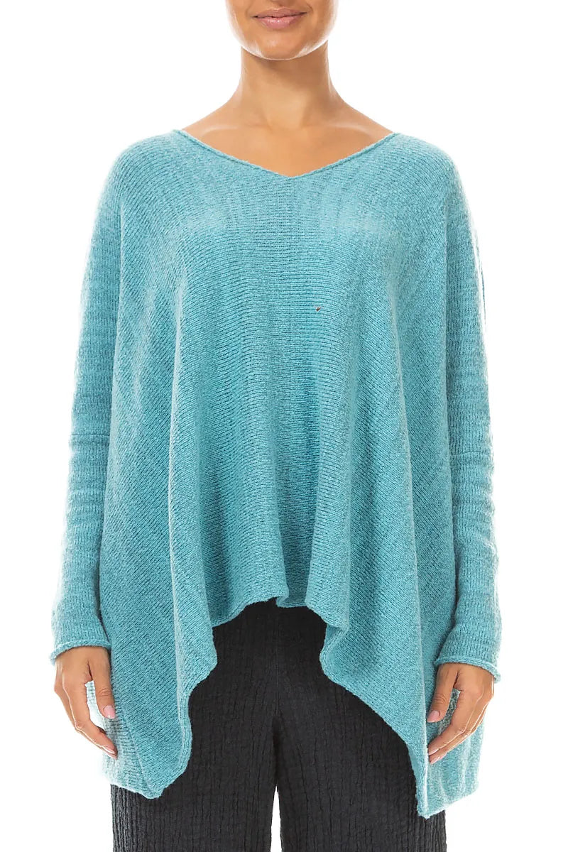 Oversized Ice Blue Mélange Wool Sweater