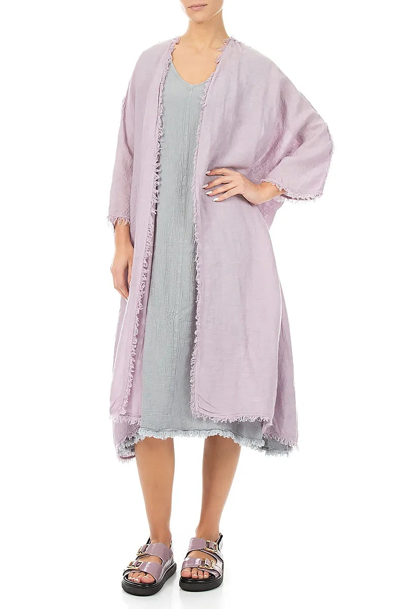 Oversized Raw Edge Lilac Gauze Linen Jacket 3