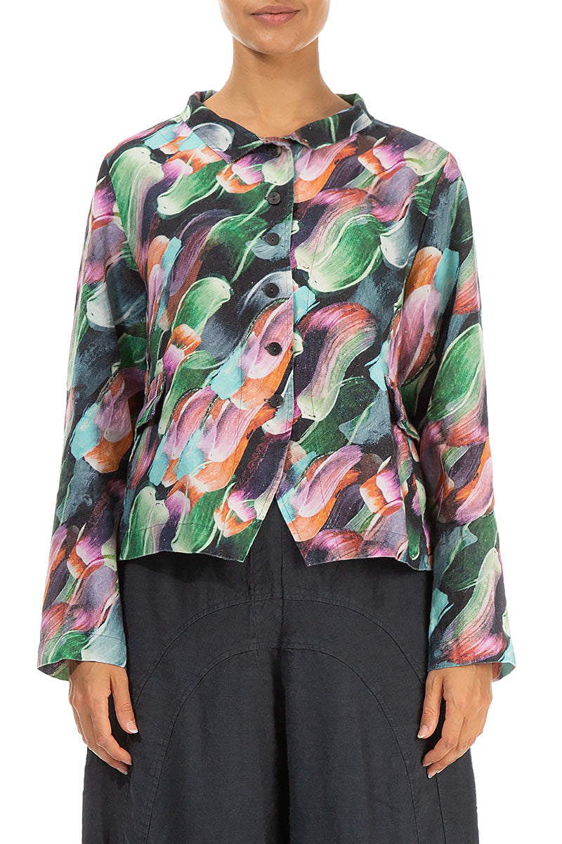Paint Charm Buttoned Linen Jacket 1