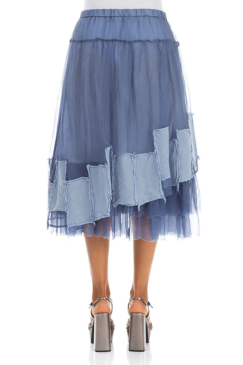 Patch Décor Blue Nova Silk Chiffon Skirt 3