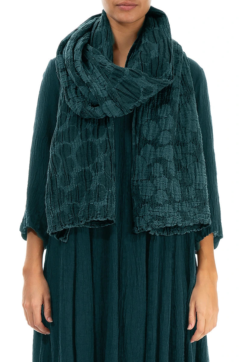 Peacock Circle Silk Linen Scarf 1