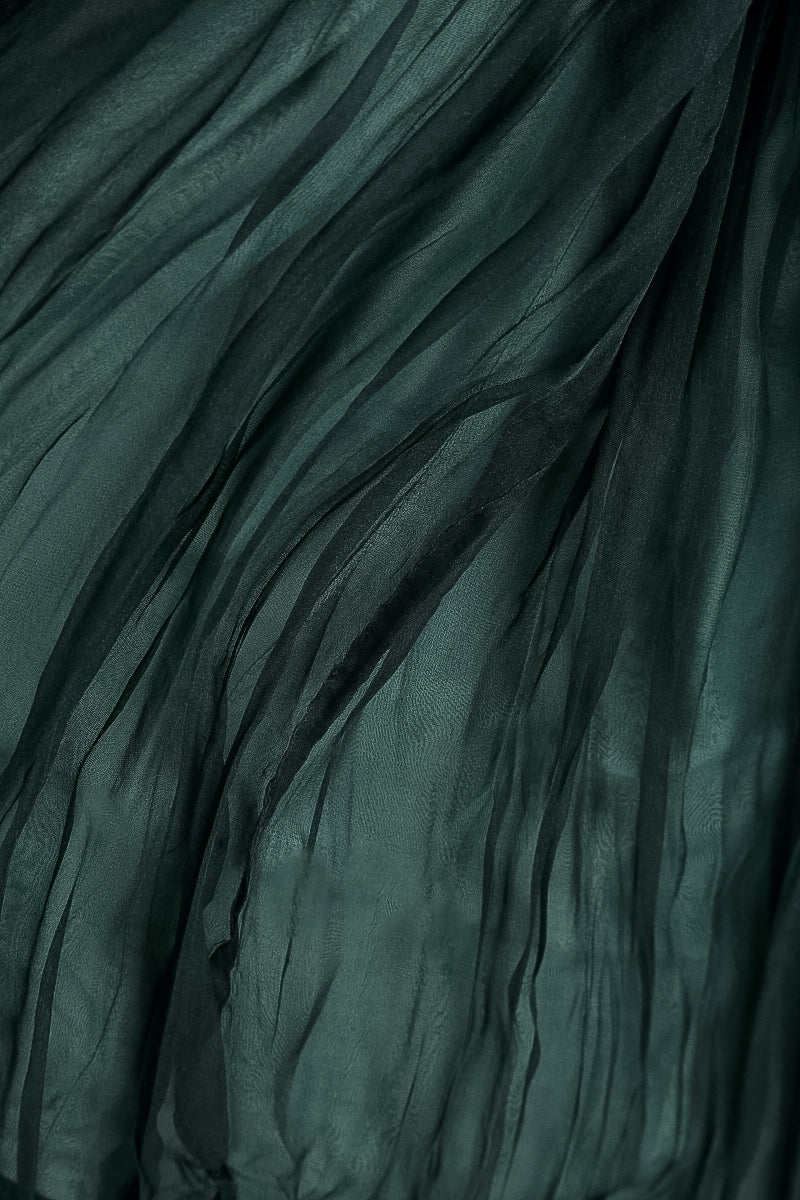 Peacock Crumpled Silk Chiffon Dress 6