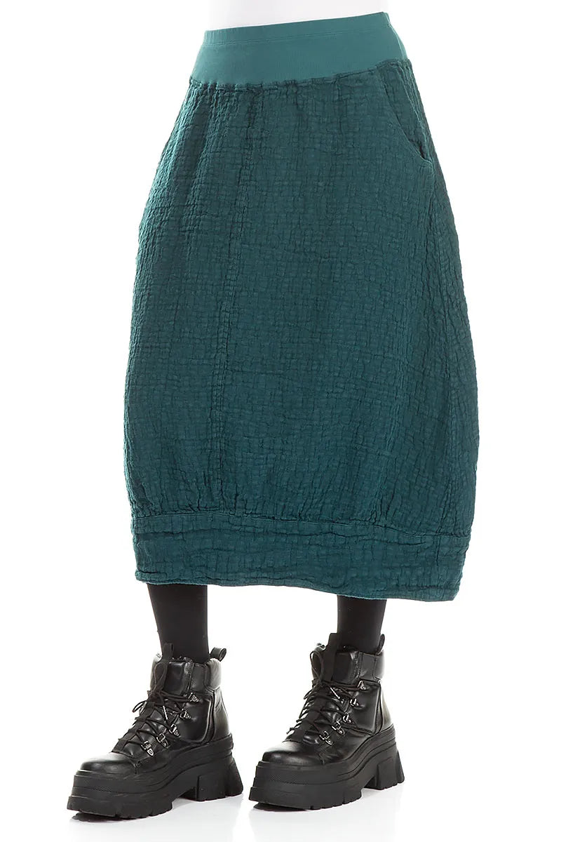 Peacock Textured Linen Midi Skirt 3