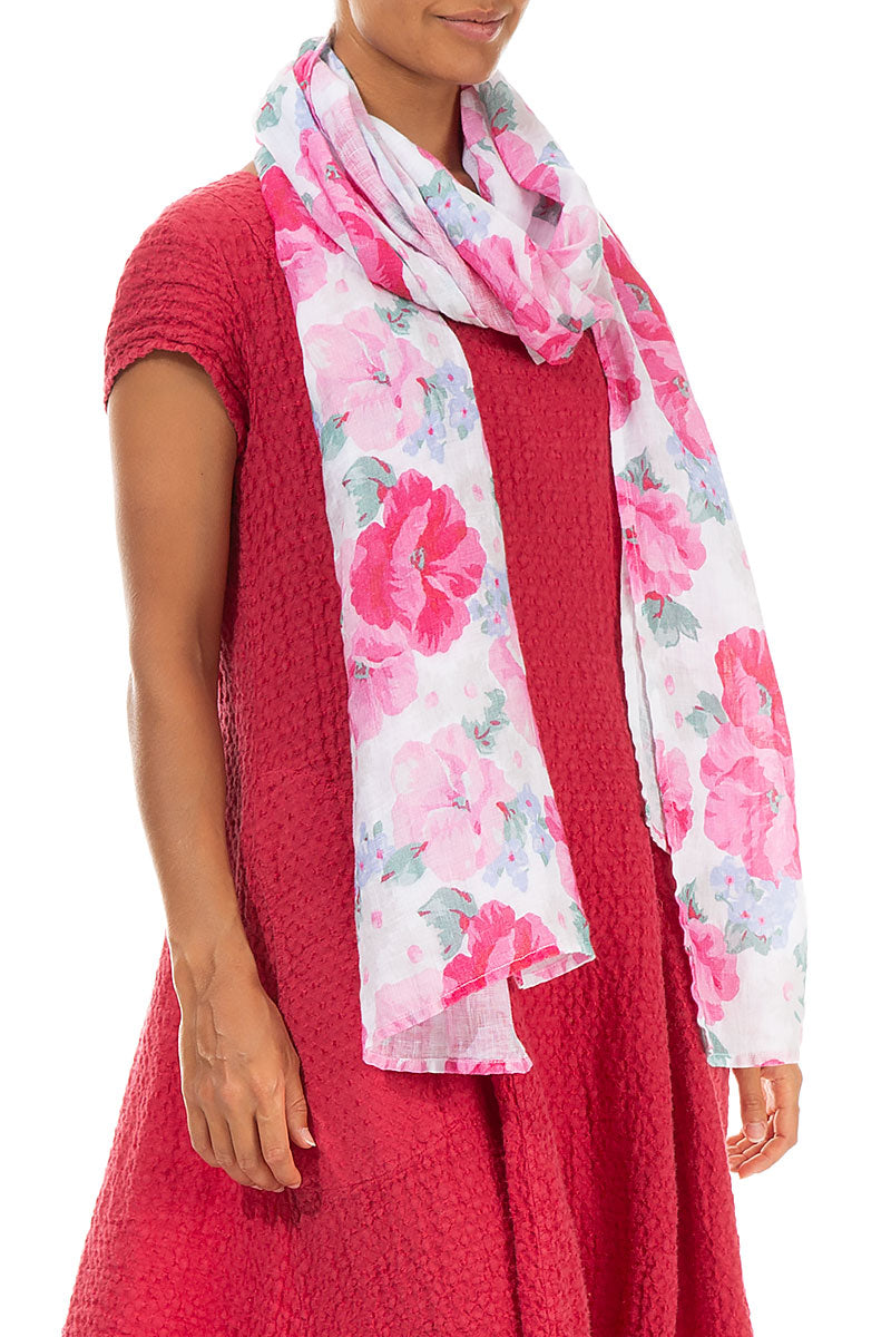 Peony Blossom Soft Gauze Linen Scarf 3