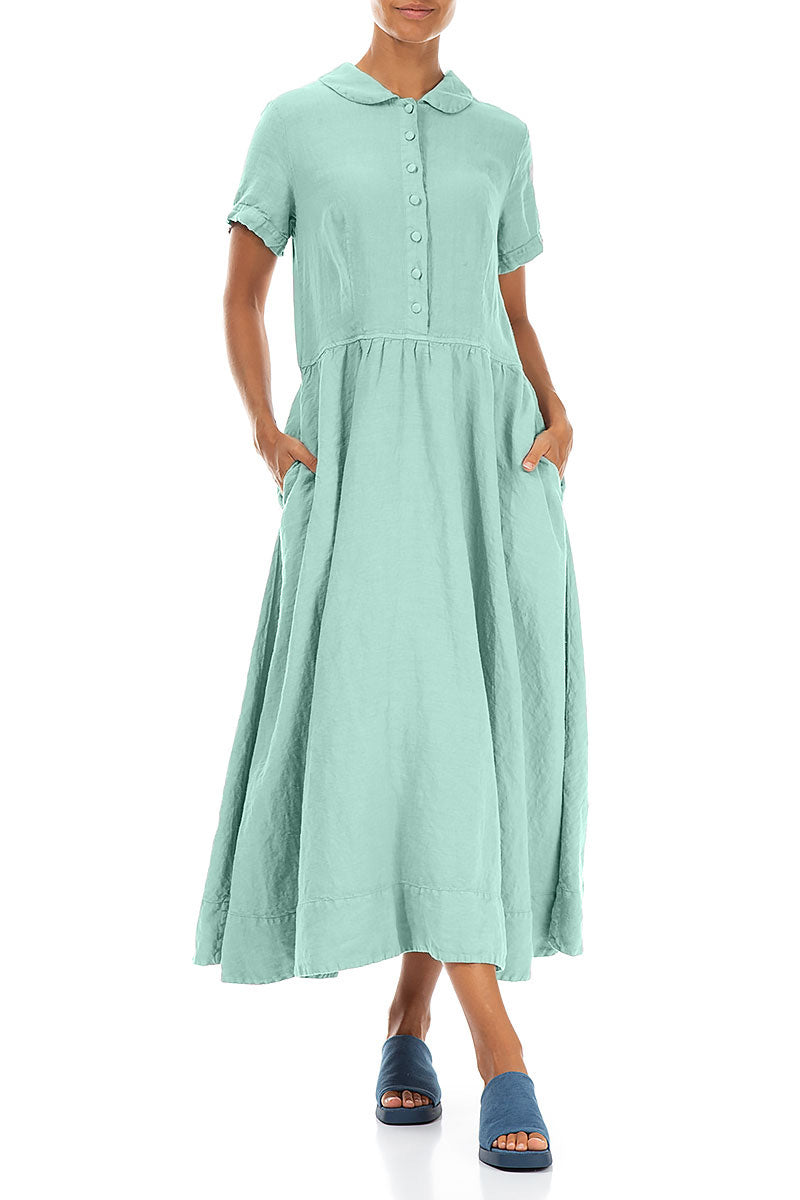 Peter Pan Collar Mint Linen Dress