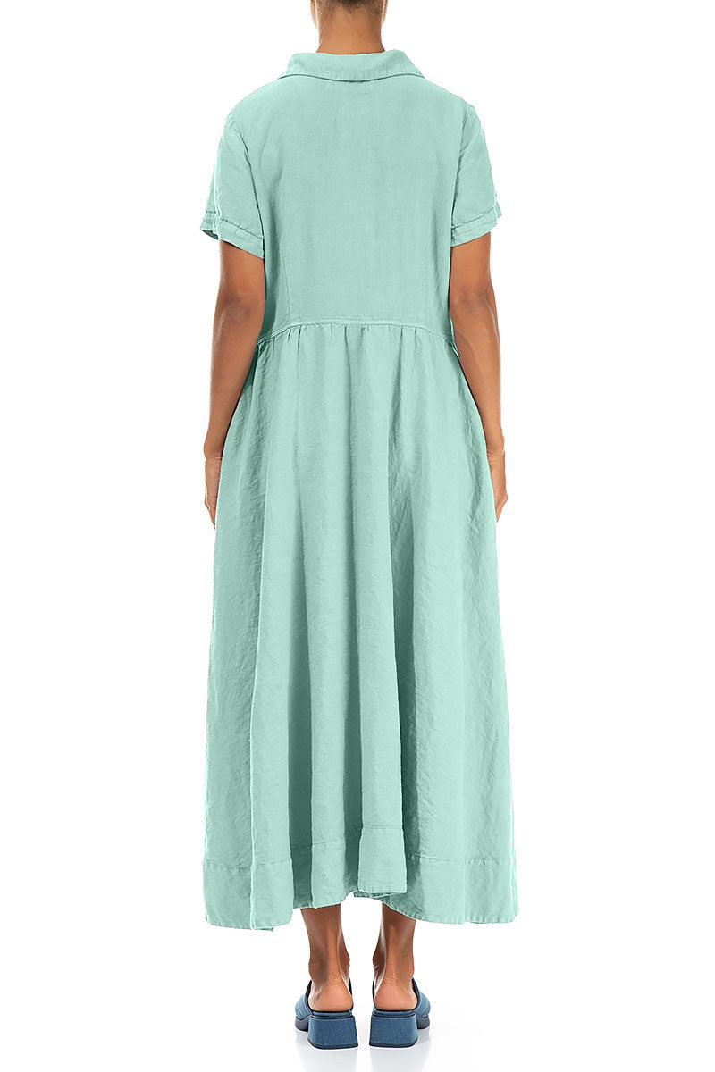 Peter Pan Collar Mint Linen Dress
