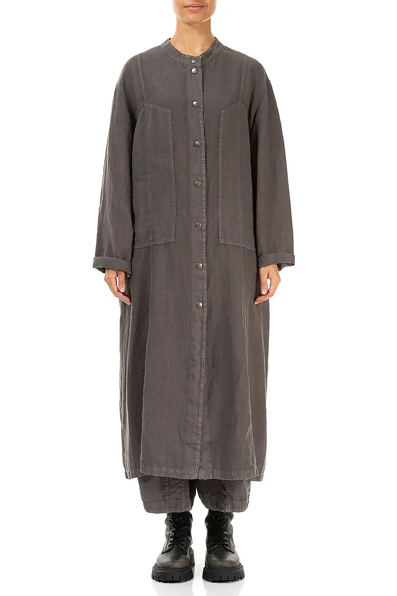 Pin Décor Off-Dye Truffle Linen Jacket