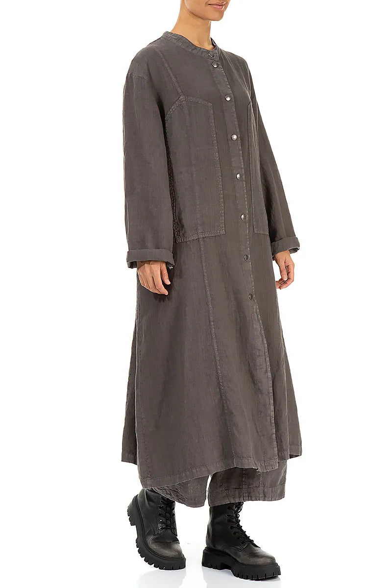 Pin Décor Off-Dye Truffle Linen Jacket