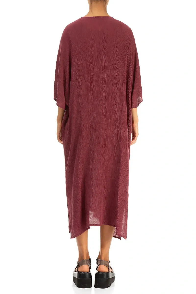 Pin Tucks Antique Ruby Silk Viscose Dress 3