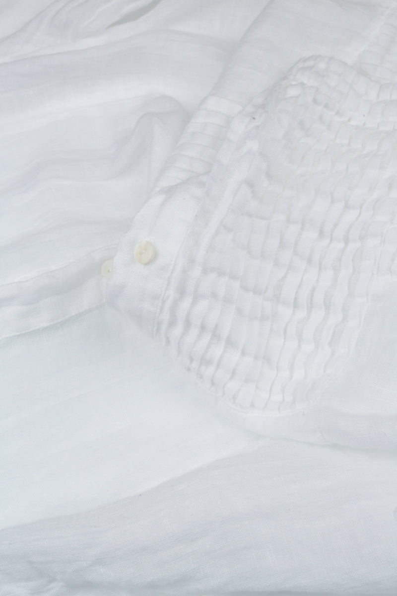 Pintuck Detail White Gauze Linen Shirt 6
