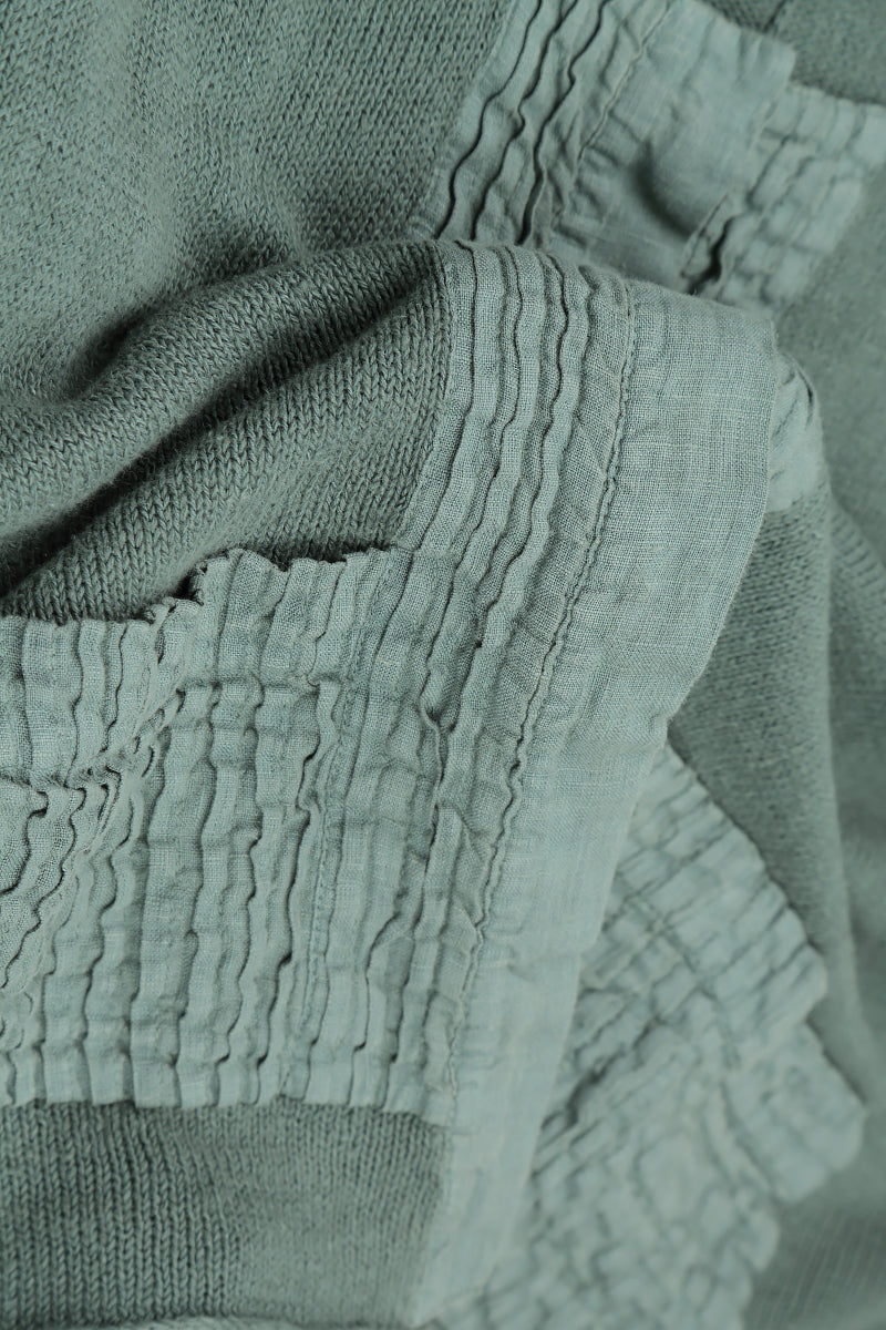 Pintuck Front Sage Linen Cardigan 6