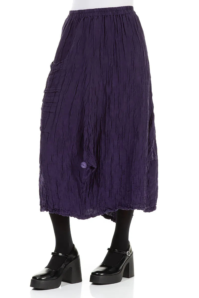 Pocket Knot Crinkled Royal Purple Silk Skirt 3