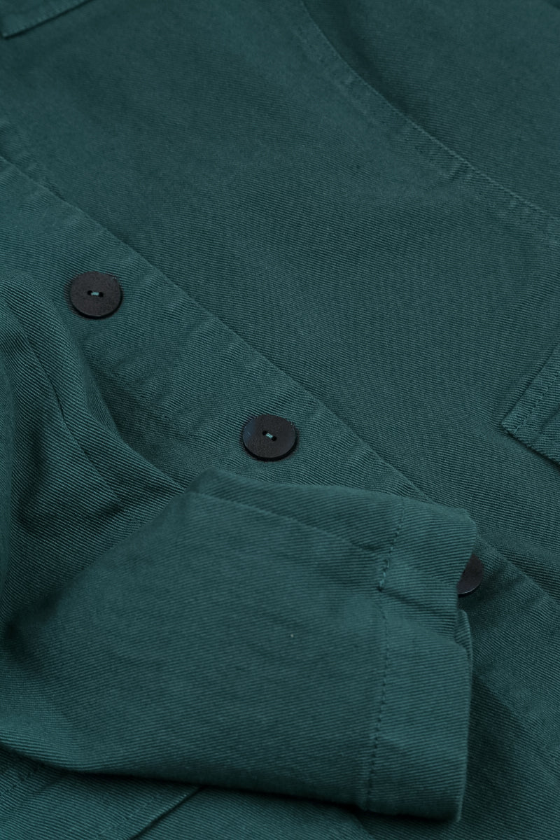 Jeans-Baumwolljacke in Dunkeltürkis mit spitz zulaufendem Saum