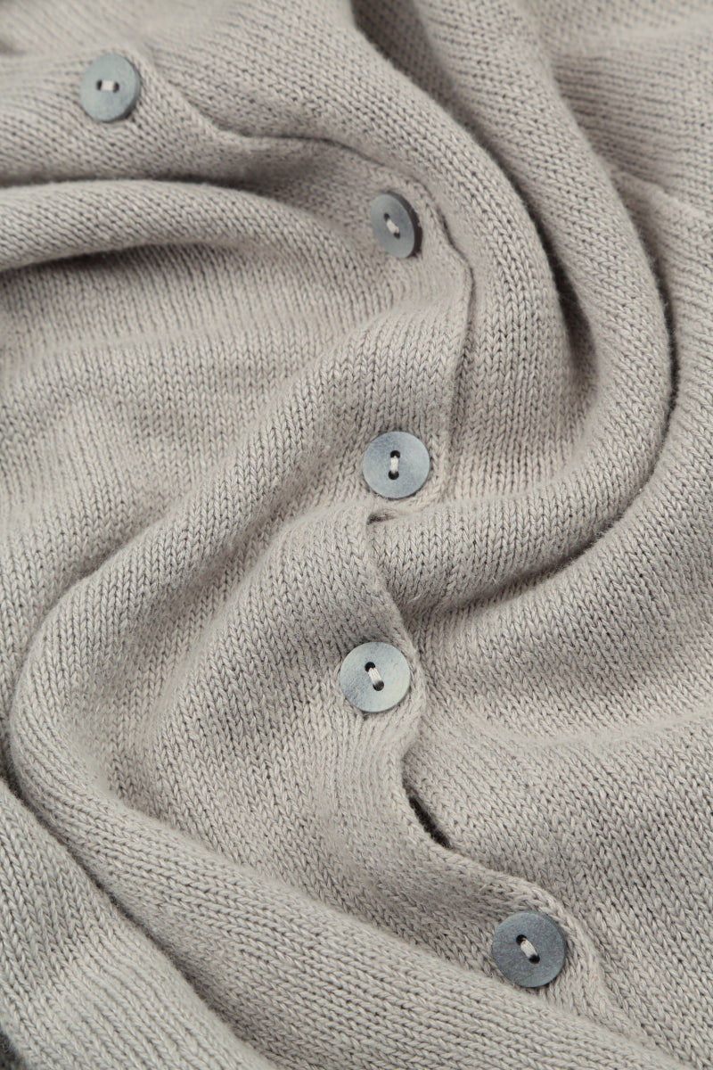 Raw Collar Soft Grey Linen Cardigan 6