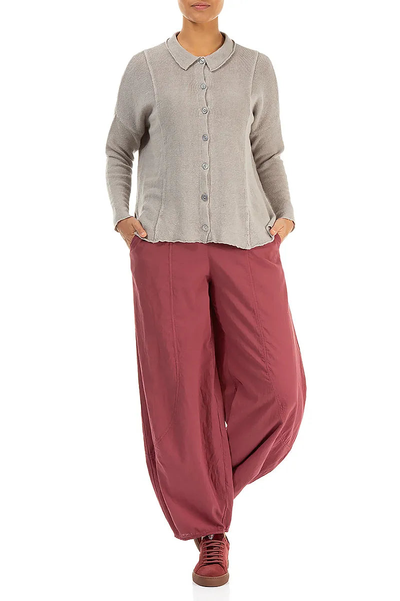 Raw Collar Soft Grey Linen Cardigan 4