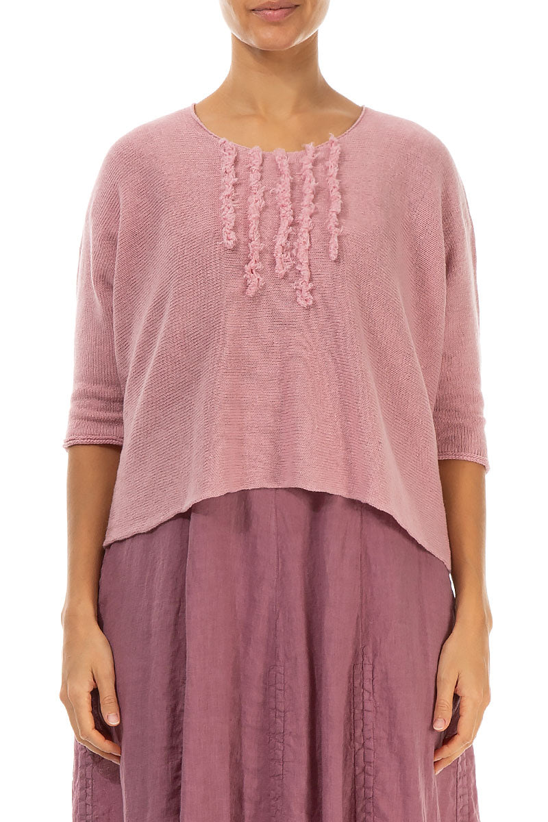 Raw Fringe Powder Pink Linen Jumper 1
