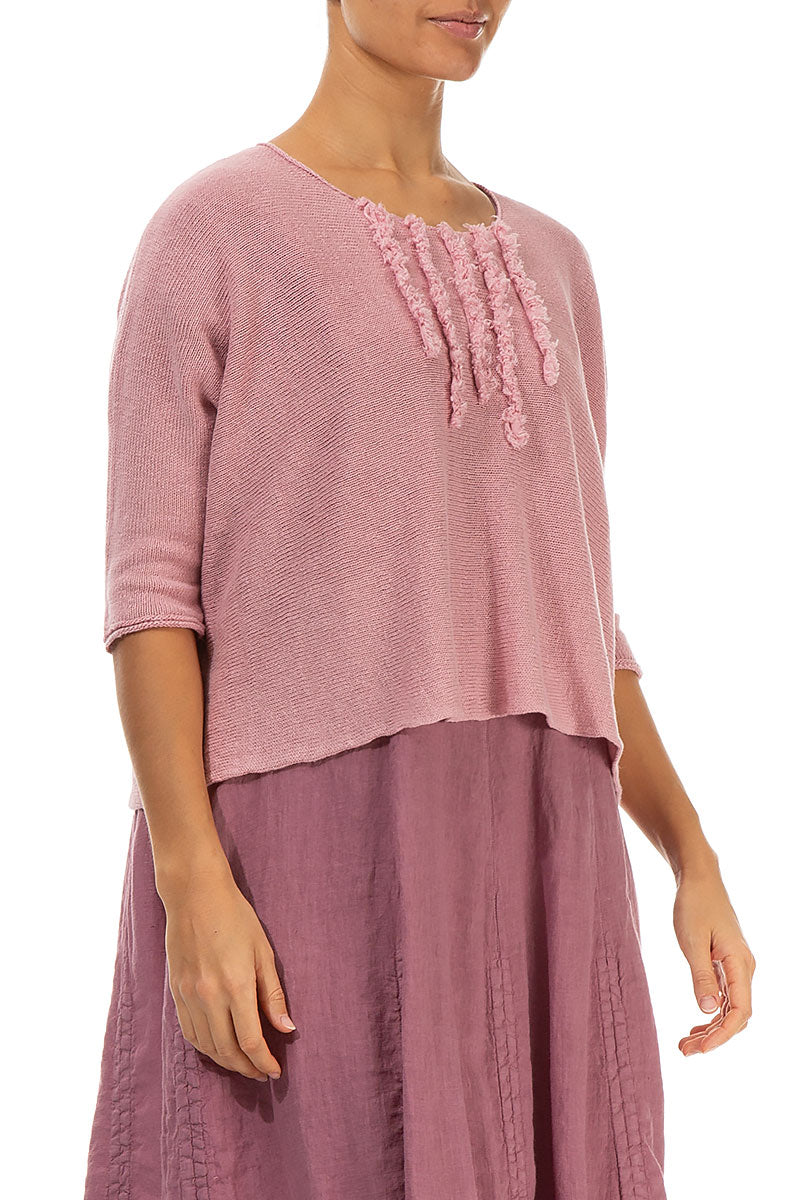 Raw Fringe Powder Pink Linen Jumper 3