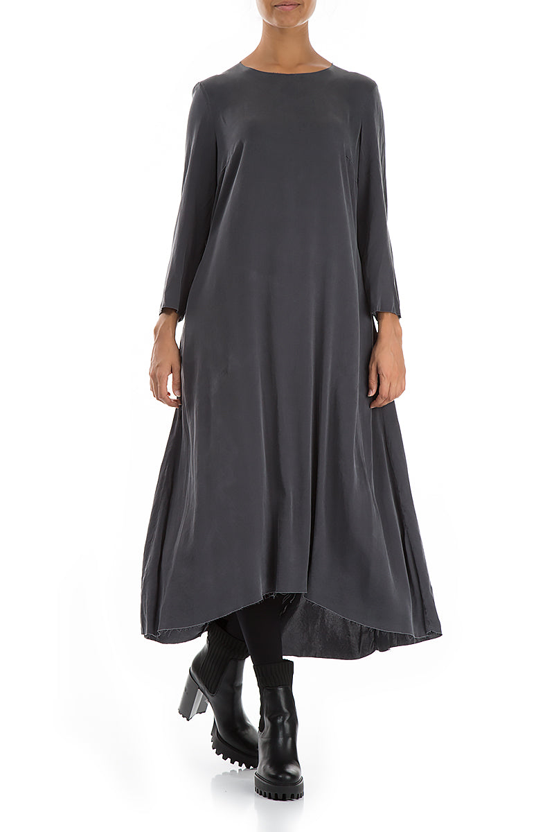 Raw Trims Anthracite Silk Dress