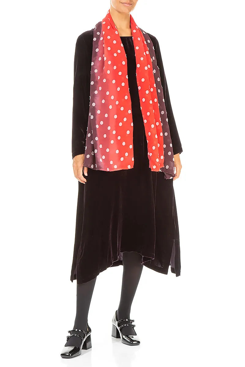 Red Ombré Light Dotty Silk Scarf