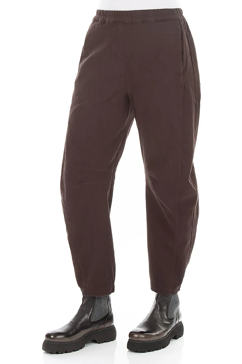 Relaxed Barrel Truffle Brown Denim Cotton Trousers