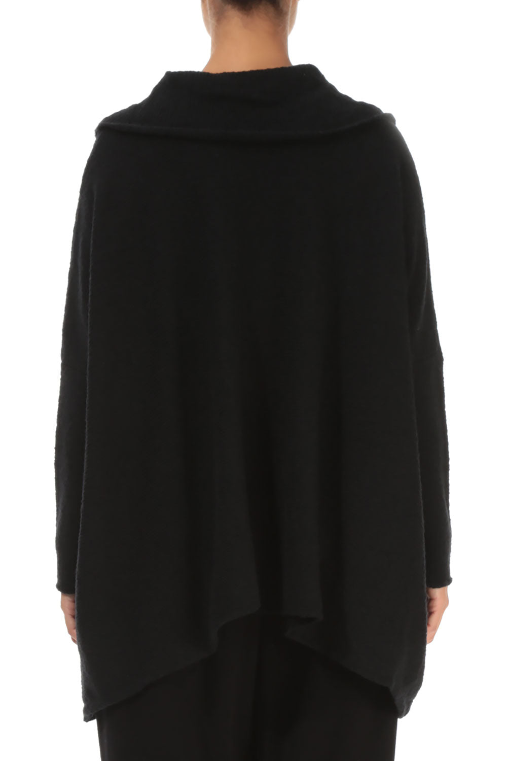 Relaxed Collar Black Wool Sweater 2