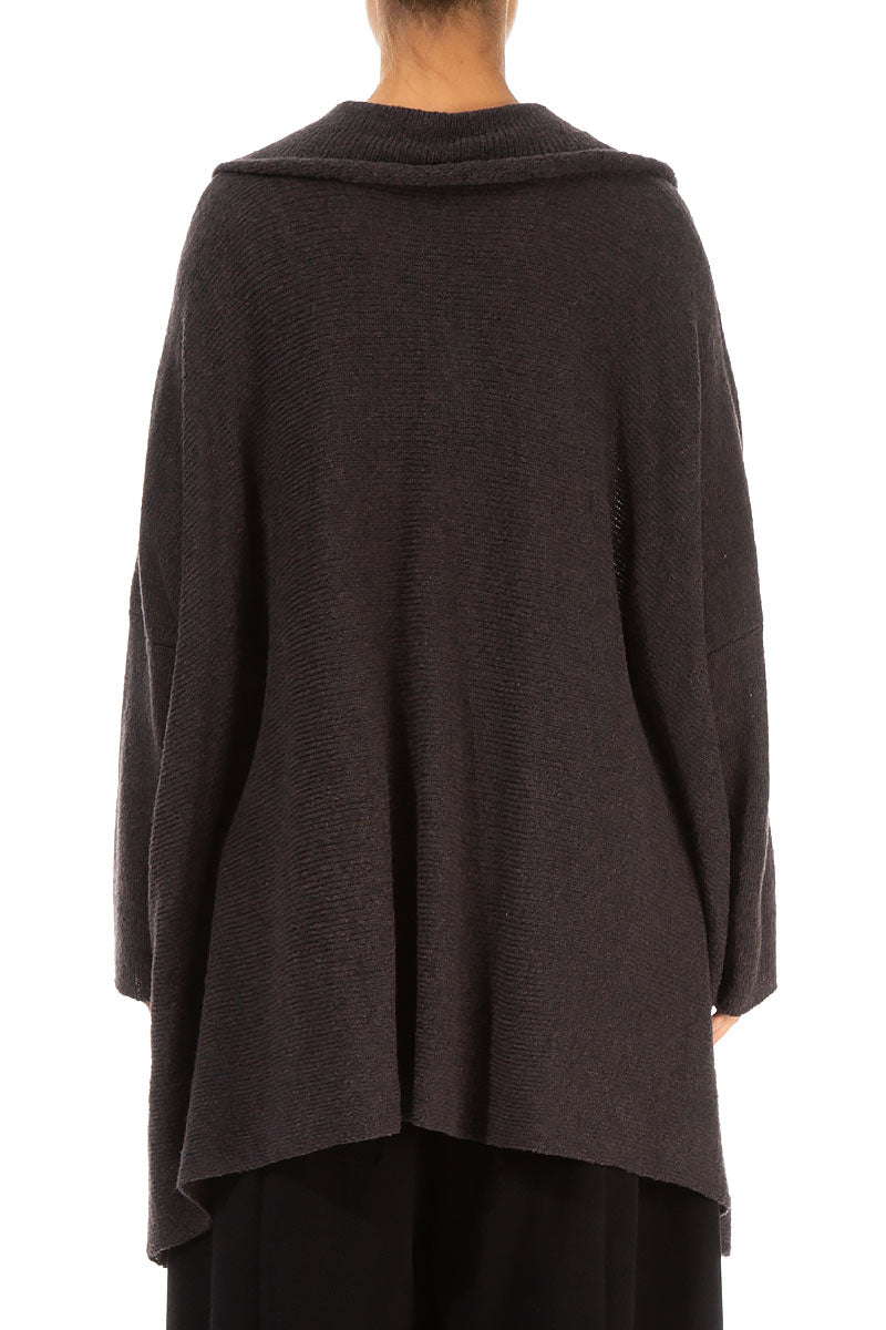 Relaxed Collar Chocolate Wool Sweater 3