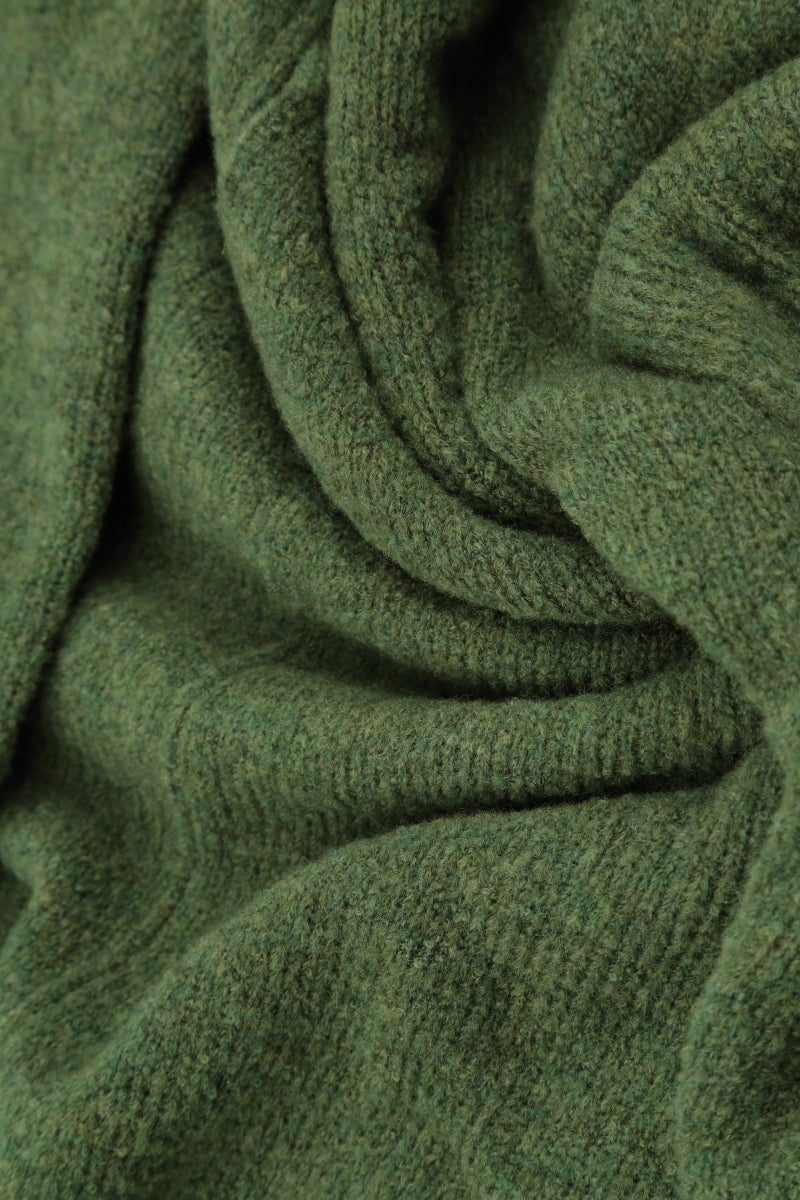 Relaxed Collar Dark Sage Wool Sweater 6