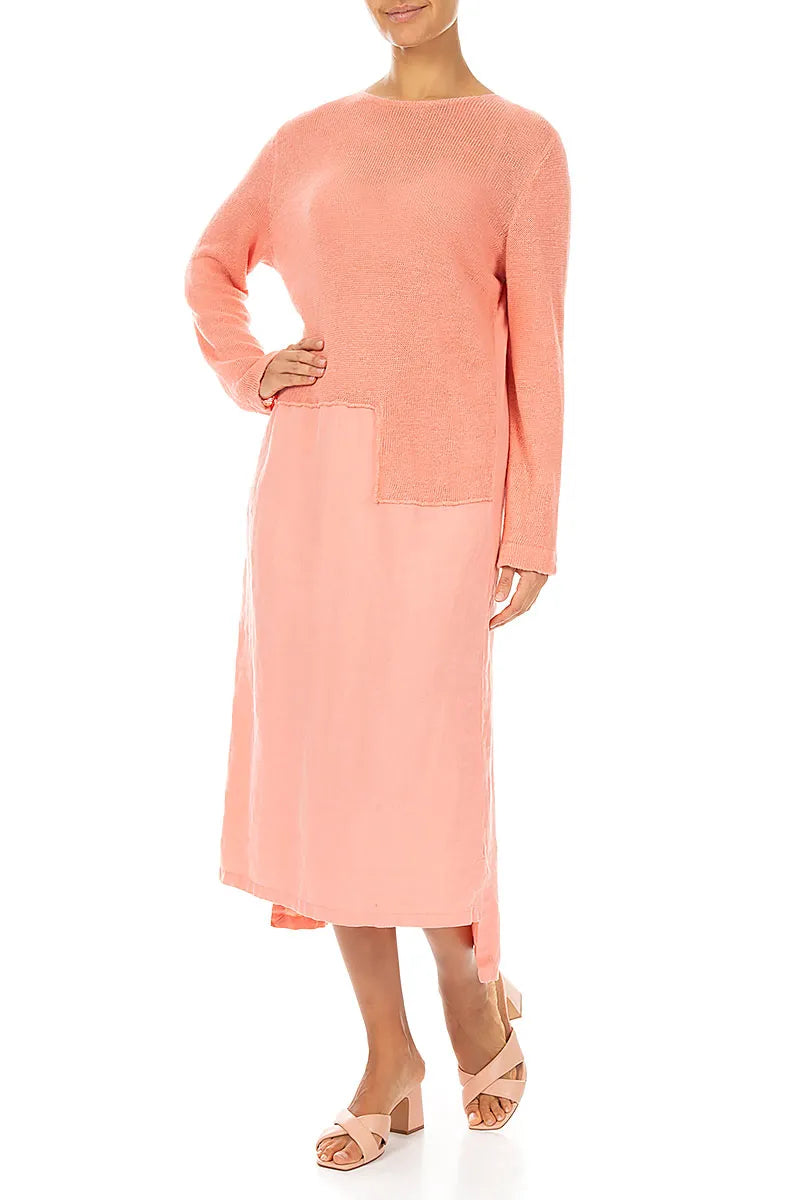 Entspanntes Koralle-Leinenkleid