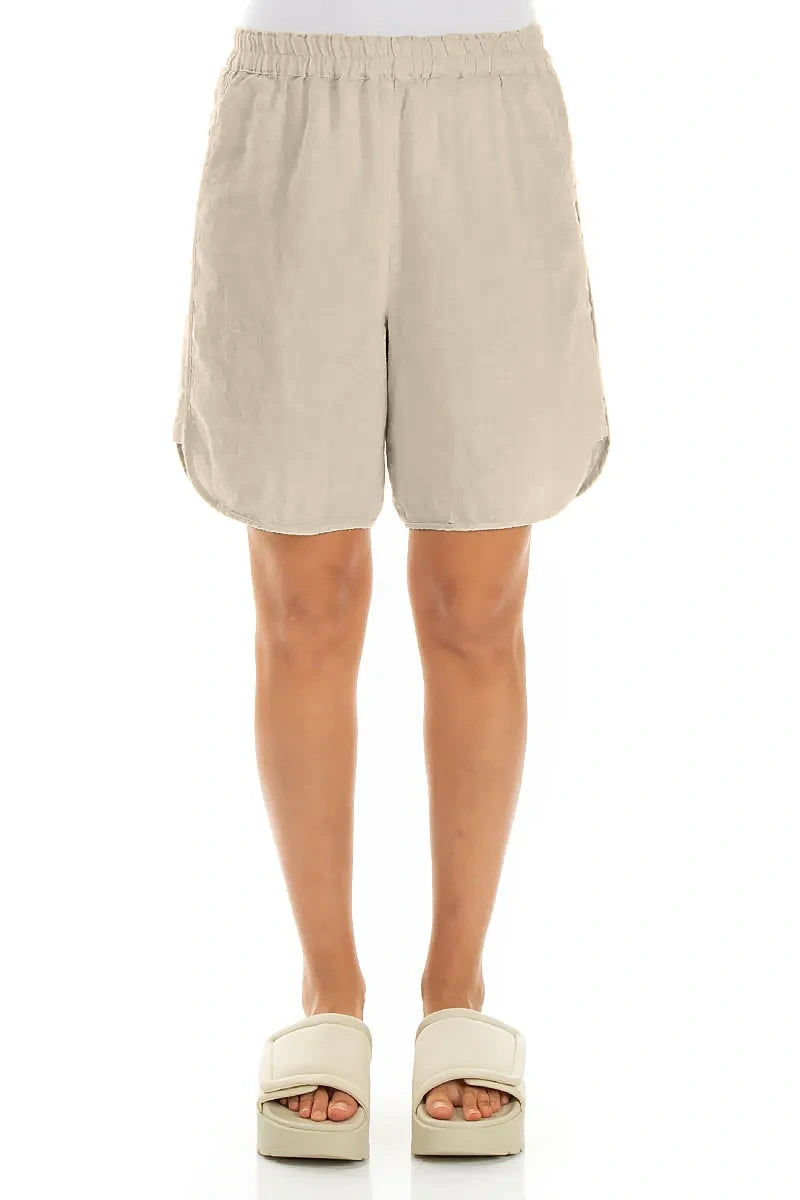 SIDE SLIT ADJUSTABLE SHORTS BEIGE Mサイズ Relaxed Side-Slit Beige Linen Shorts – grizas.com