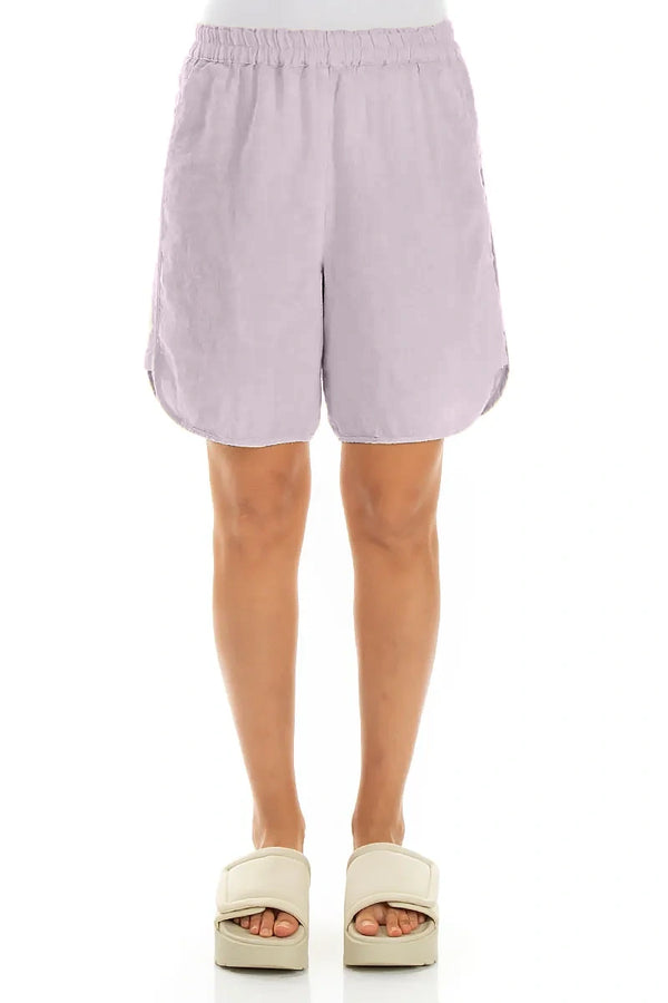 Relaxed Side-Slit Lilac Linen Shorts