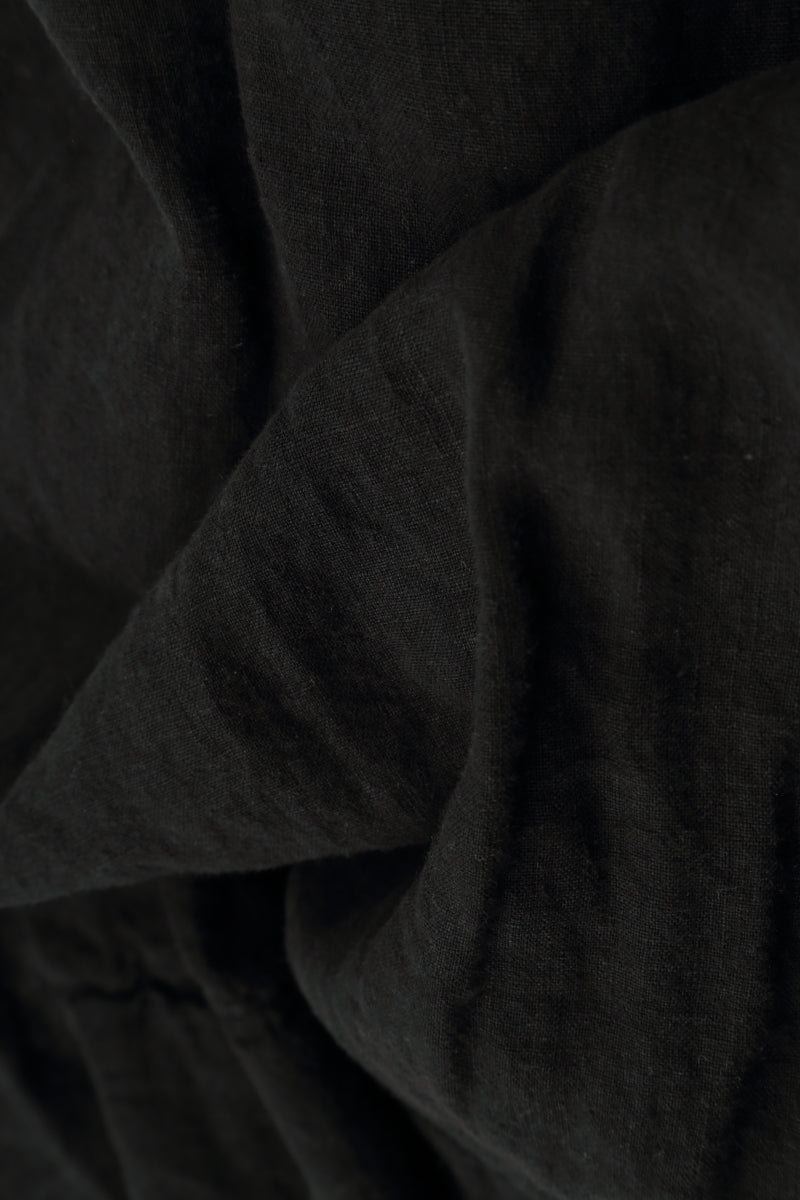Relaxed Taper Black Linen Trousers