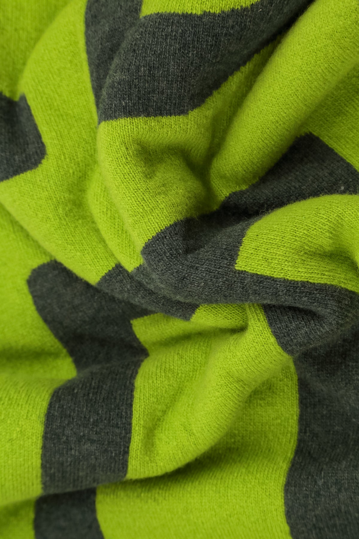 Reversible Lime Green & Charcoal Soft Wool Scarf