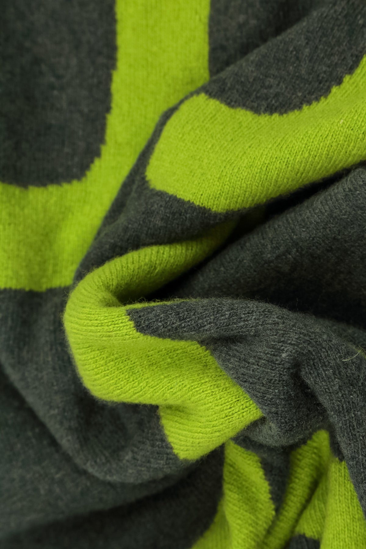 Reversible Lime Green & Charcoal Soft Wool Scarf