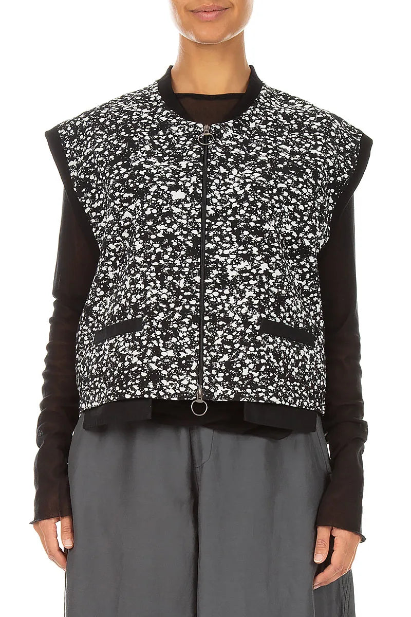 Reversible Speckled Black White Cotton Gilet 1