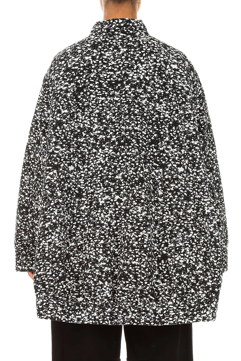 Reversible Speckled Black White Cotton Jacket Coat