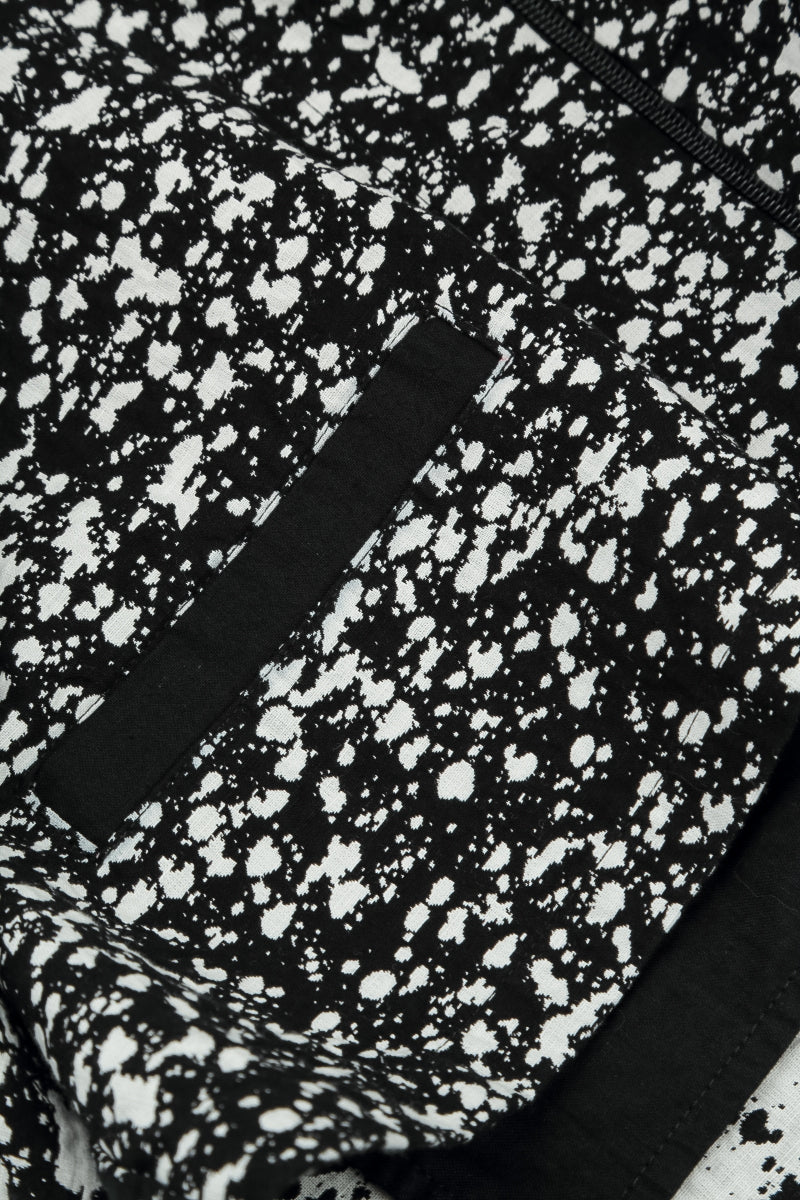 Reversible Speckled Black White Cotton Jacket Coat