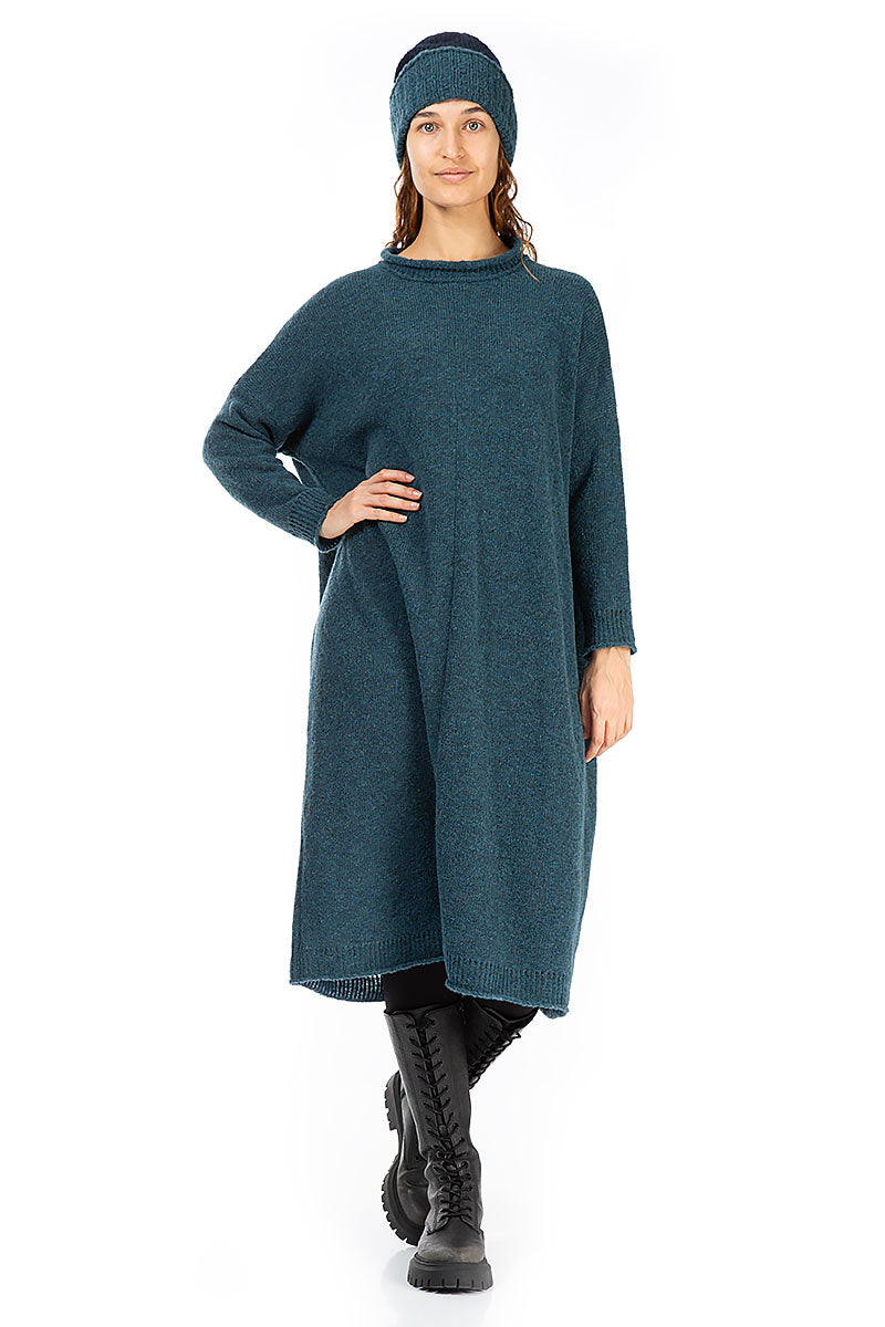 Ribbed Dual Midnight Blue Wool Beanie Hat 2