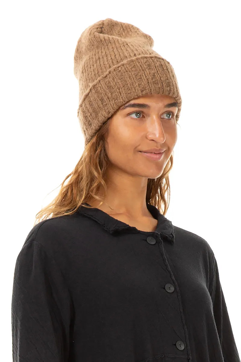 Ribbed Mélange Caramel Wool Beanie Hat 3