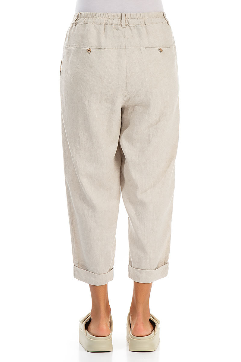 Roll Up Natural Linen Trousers