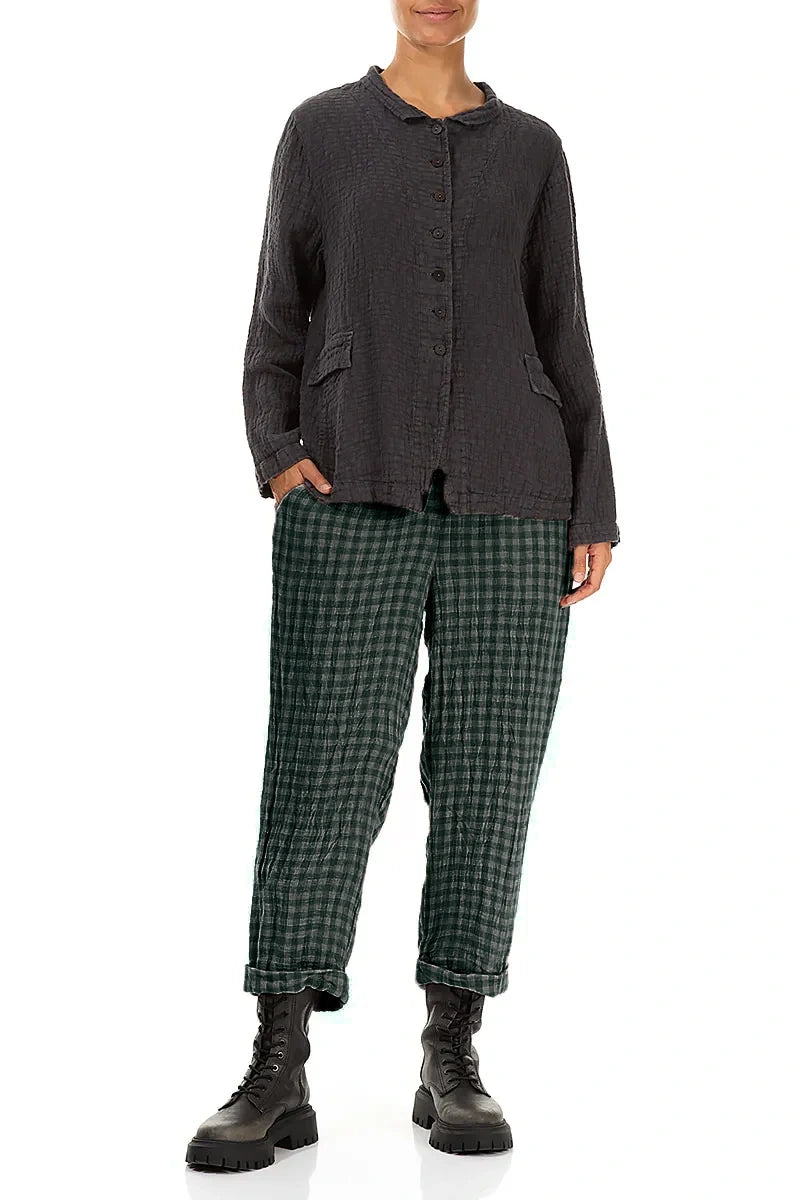 Roll Up Sage Check Linen Trousers 4