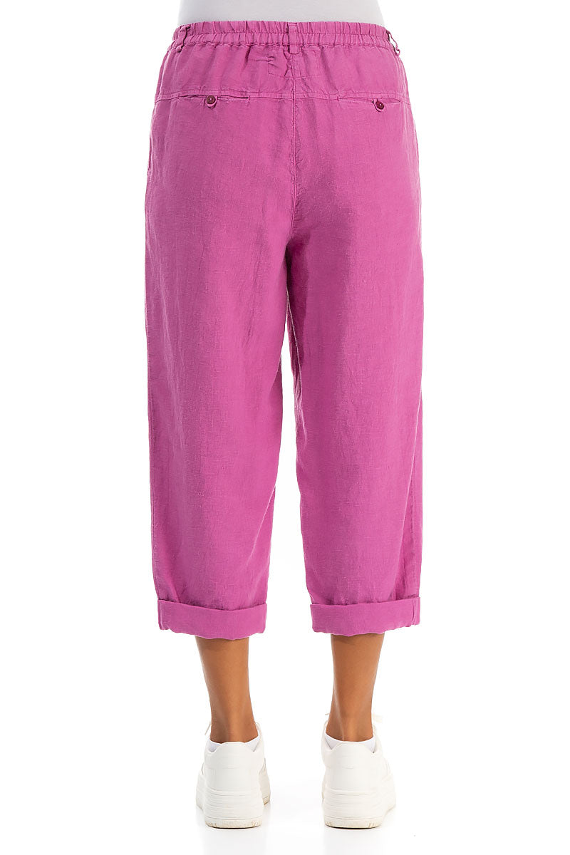 Roll Up Wild Berry Linen Trousers