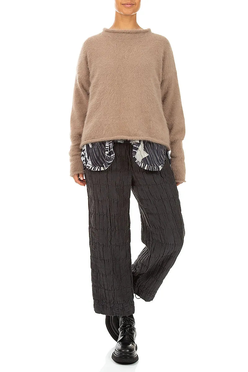 Rolled Neck Soft Taupe Angora Sweater 5