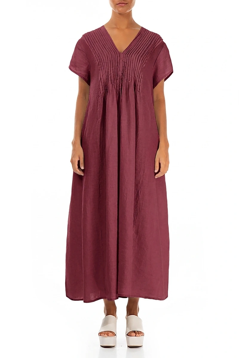 chinese dress ladies Romantic Antique Ruby Linen Dress – grizas.com