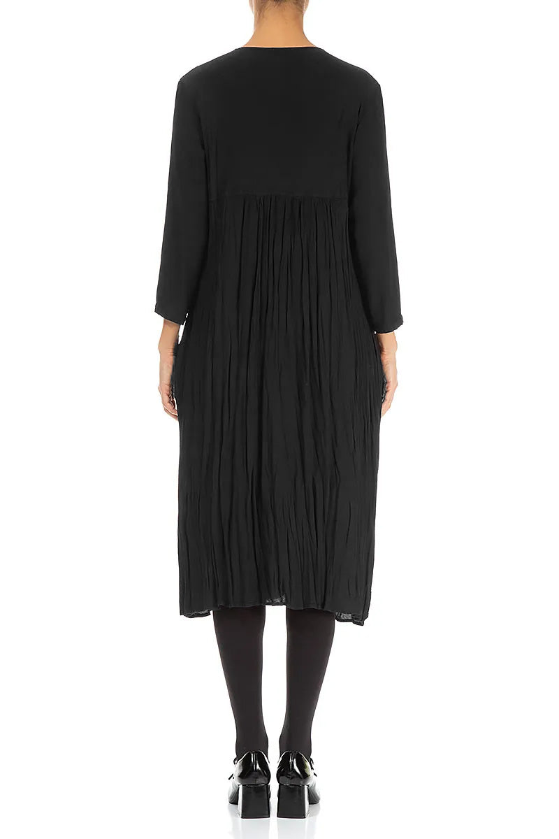Romantic Black Crumpled Viscose Dress 2