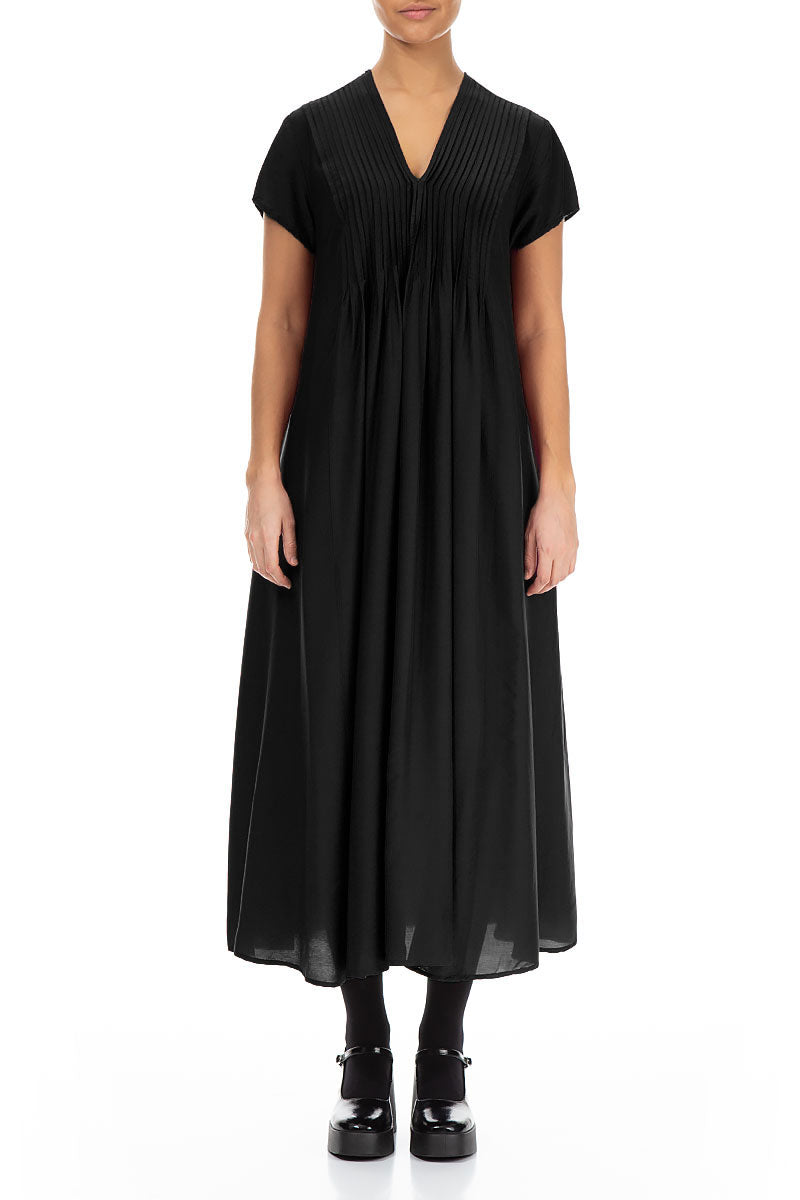 Romantic Black Silk Bamboo Dress 1
