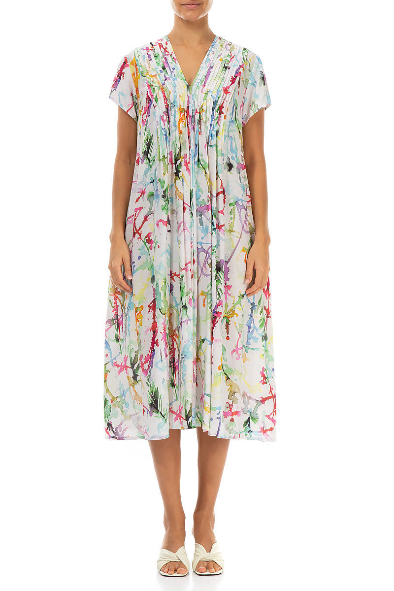 Romantic Colour Splash Silk Bamboo Midi Dress 1